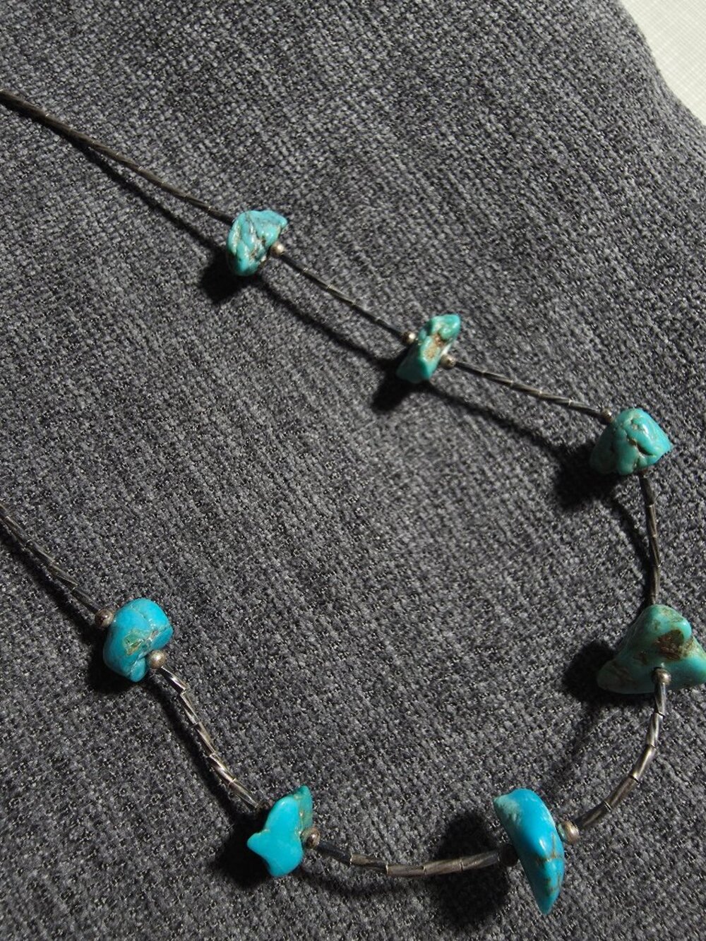 Sterling silver and turquoise liquid silver necklace | Vintage | Southwestern